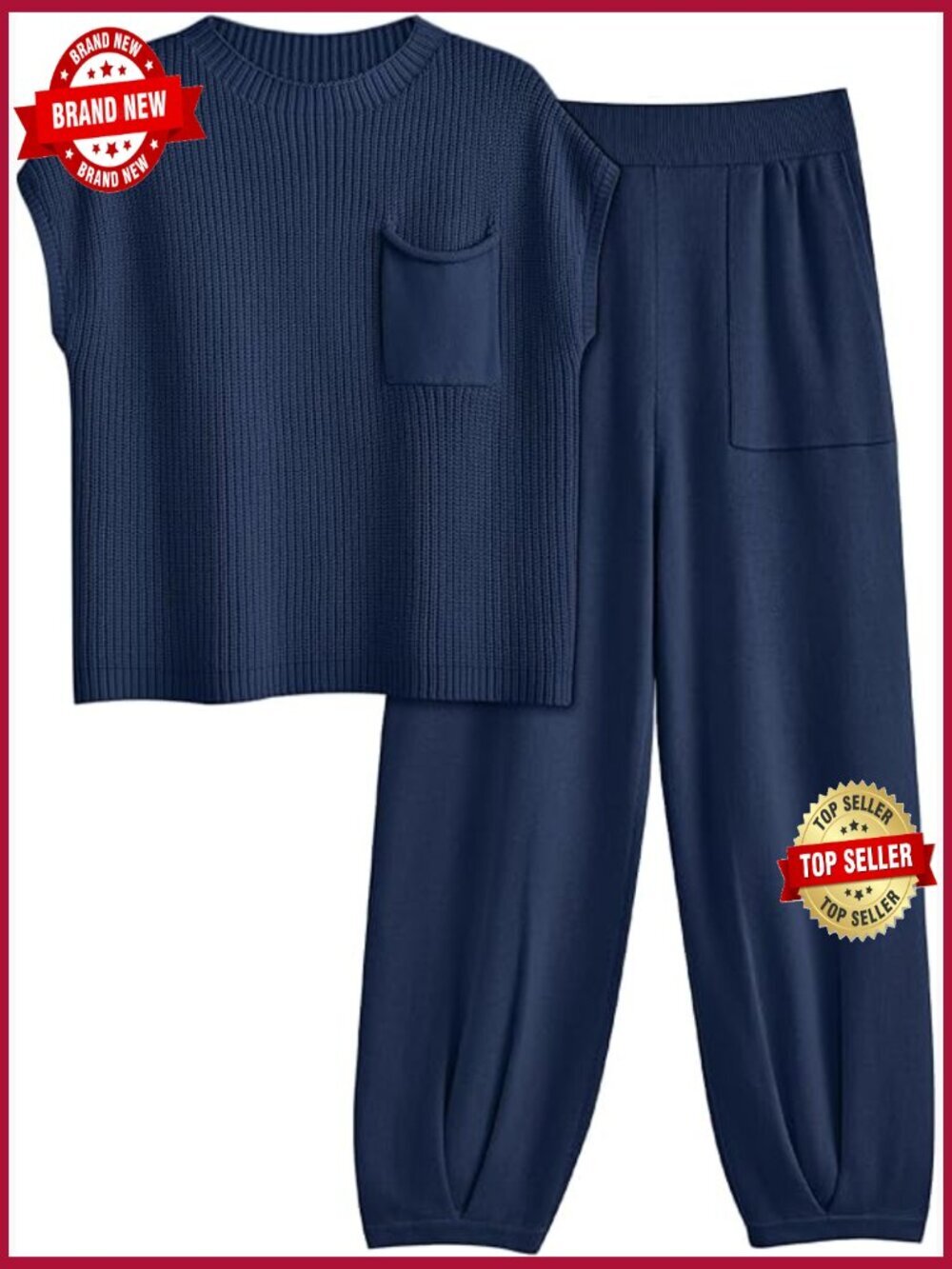 2 Piece Knit Sweatsuit Set Trendy Lounge Set Womens